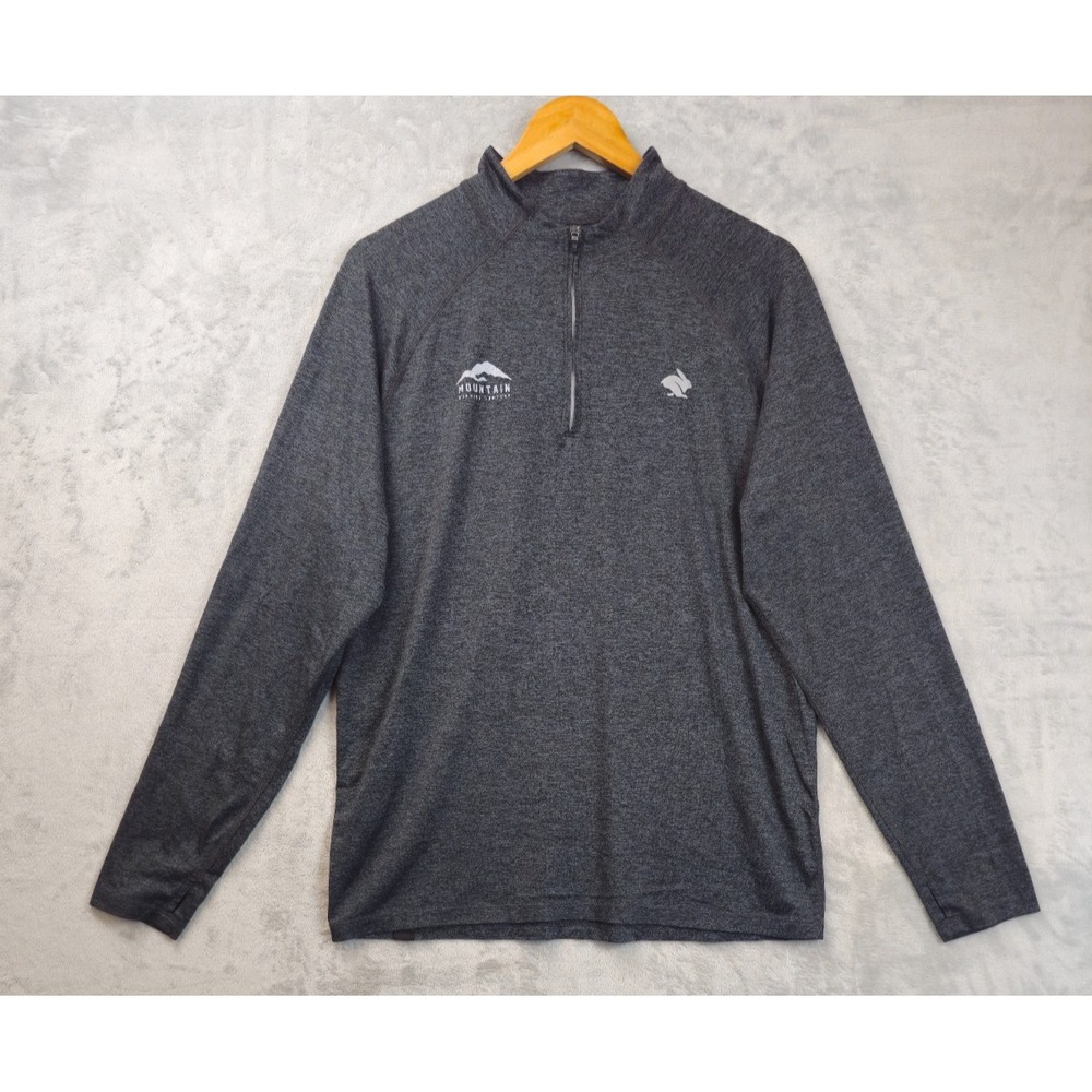 Rabbit EZ Zip Mens Large Heathered Dark Gray Mountain Running 1/4 Zip Pullover